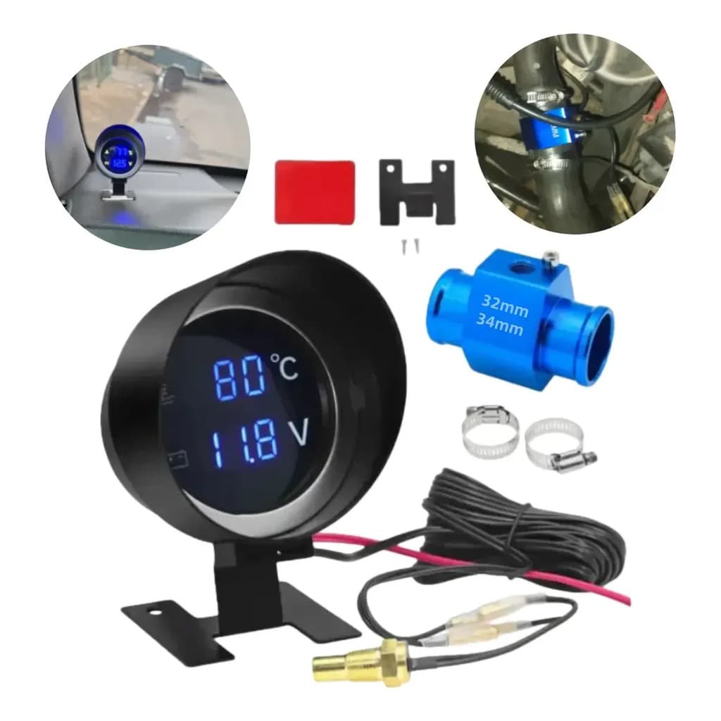 Marcador De Temperatura Automotivo + Voltímetro + Adaptador