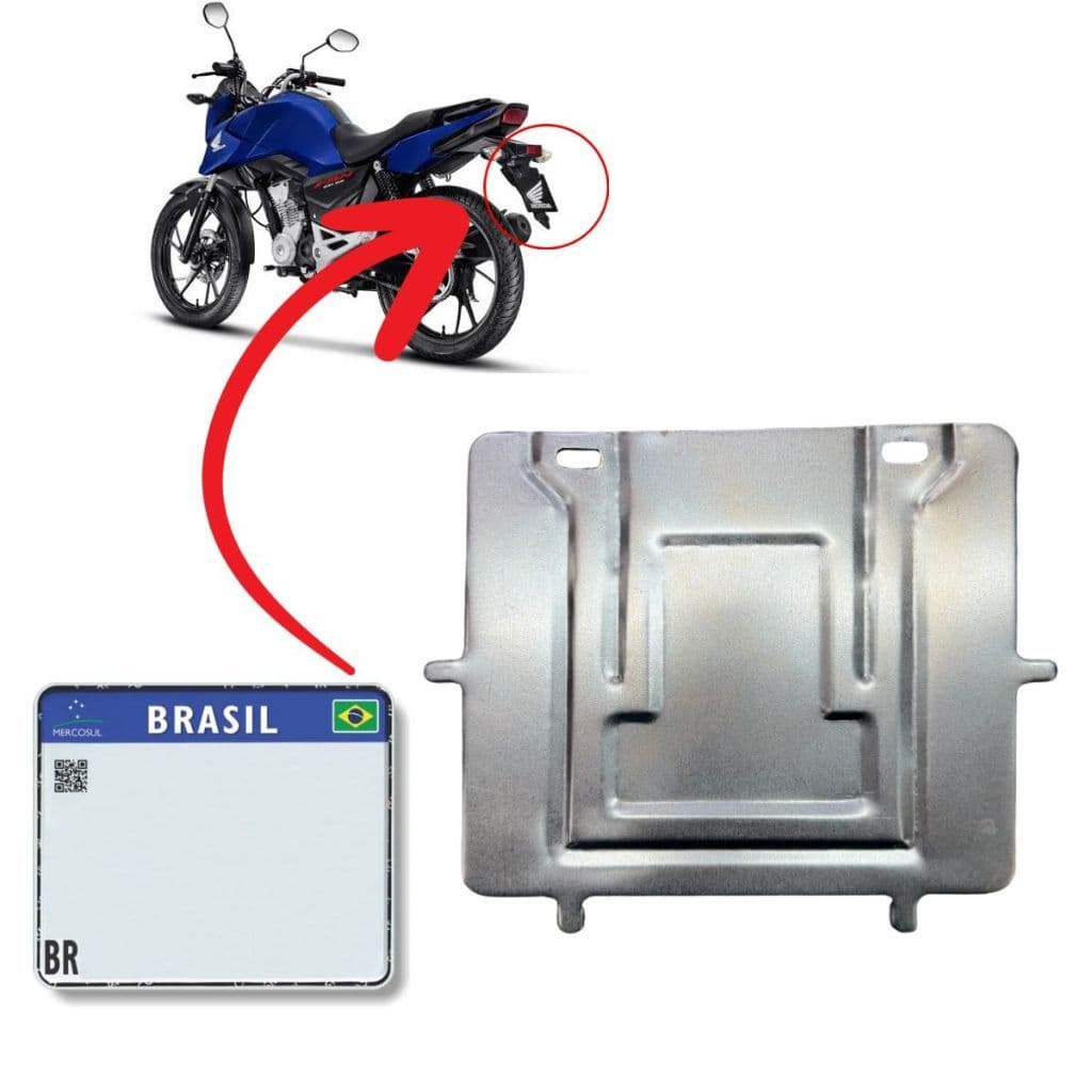 Suporte Protetor Placa Moto Mercosul Universal Moldura Ferro