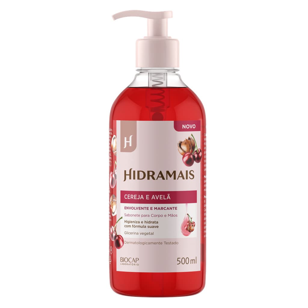 Sabonete Cereja e Avelã Hidramais 500ml Glicerina Vegetal