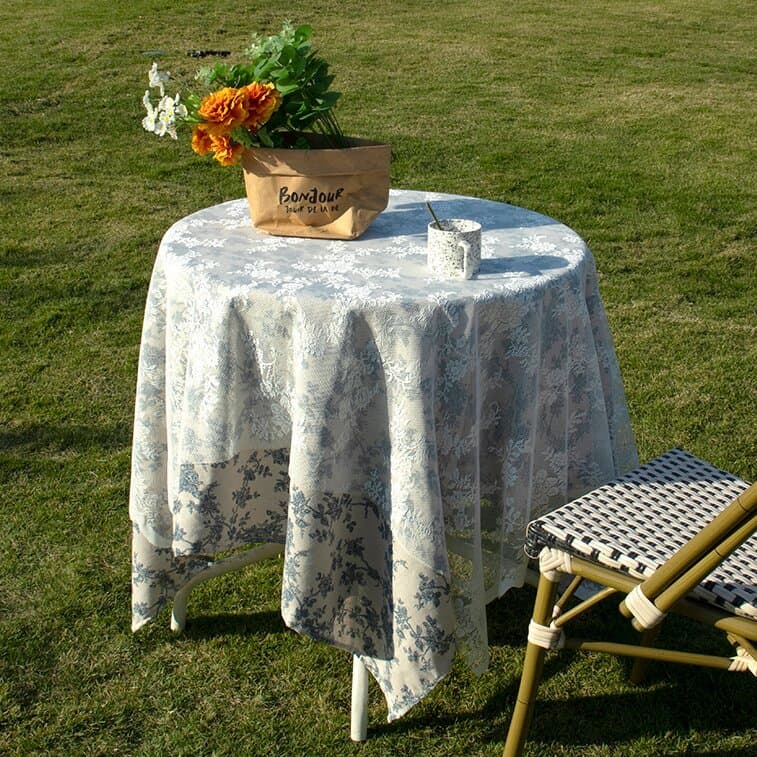 Toalha de mesa de renda branca francesa, toalha de mesa redonda de alta qualidade, pano retangular bordado, toalha de me