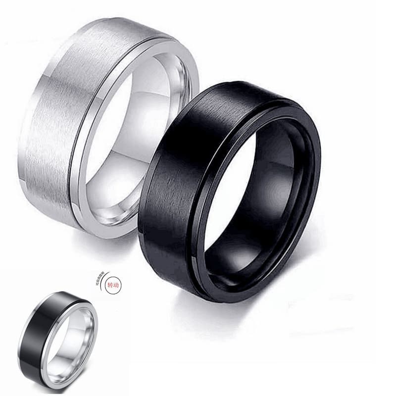 Anel Masculino Giratório De Aço Titânio Com design Moderno Para Alívio Do Estresse