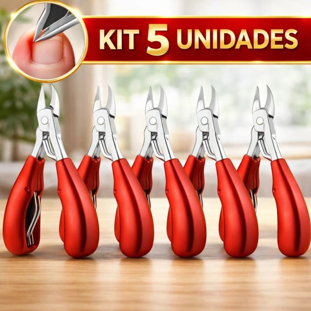 1,2,3,4 Ou 5 Alicates de Unha Profissional Curvado com Mola Dupla para Unhas Grossas e Corte Preciso