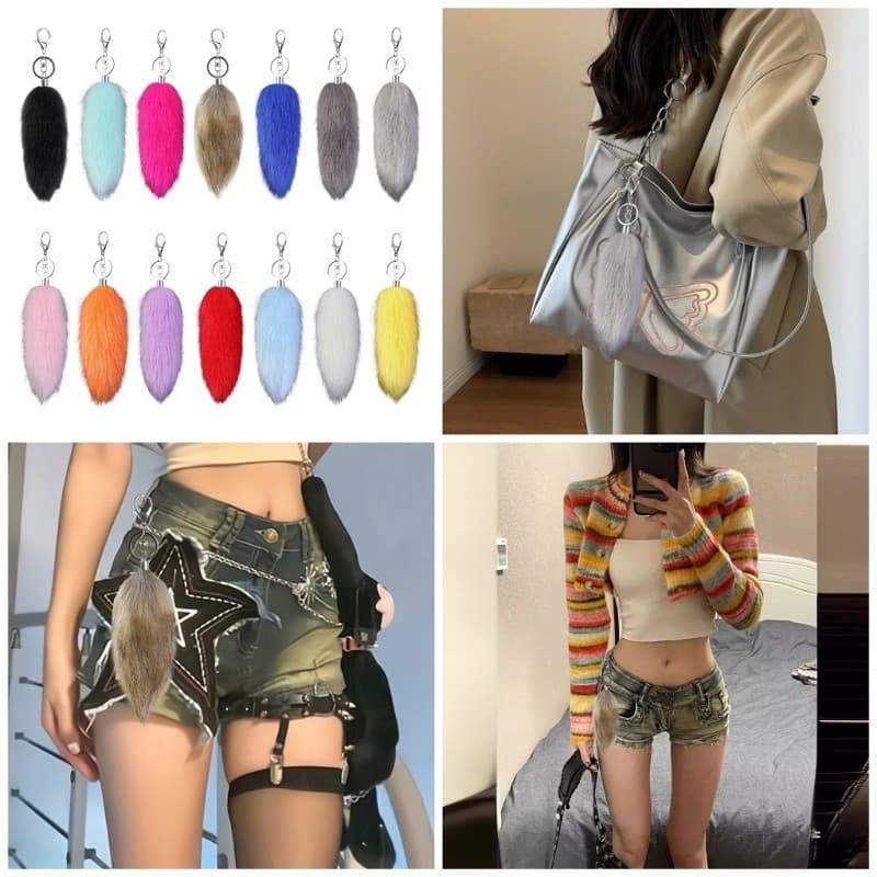 ASHLUYAK Elegante Artificial Animal Cauda Chaveiro Macio Pelúcia Versátil Saco Decoração Juventude Moda Acessório fo