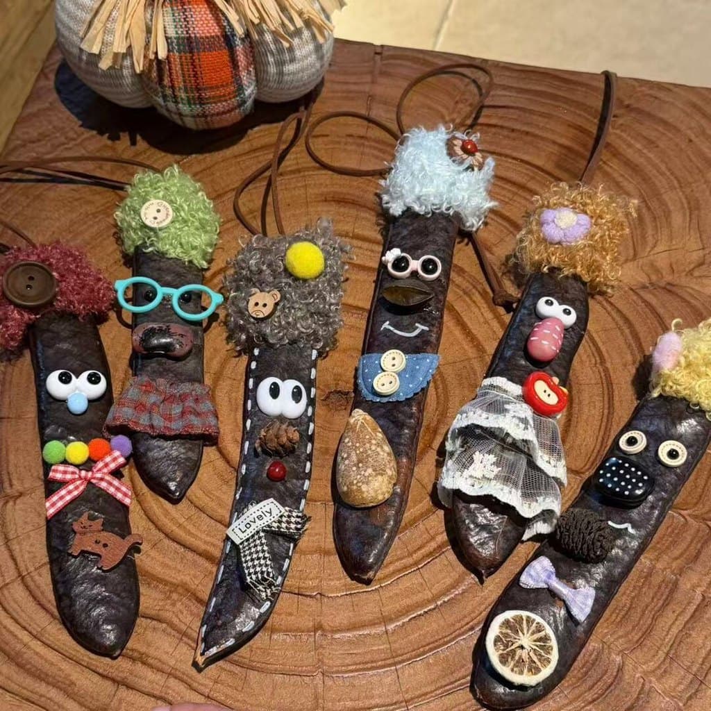 Ornamento de Carro Fofo e Peculiar, Pingente Artesanal DIY de Grão de Soja de Yunnan, Mais Vendido, Pingente de Planta F