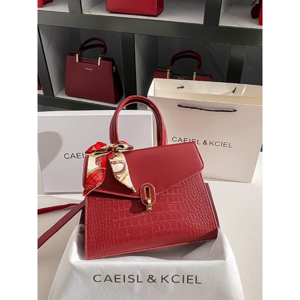 CAEISL & KCIEL Bolsa Feminina Bolsa High-End Padrão Onda Bolsa Vermelha Bolsa de Casamento de Noiva Bolsa Mãe Feminina