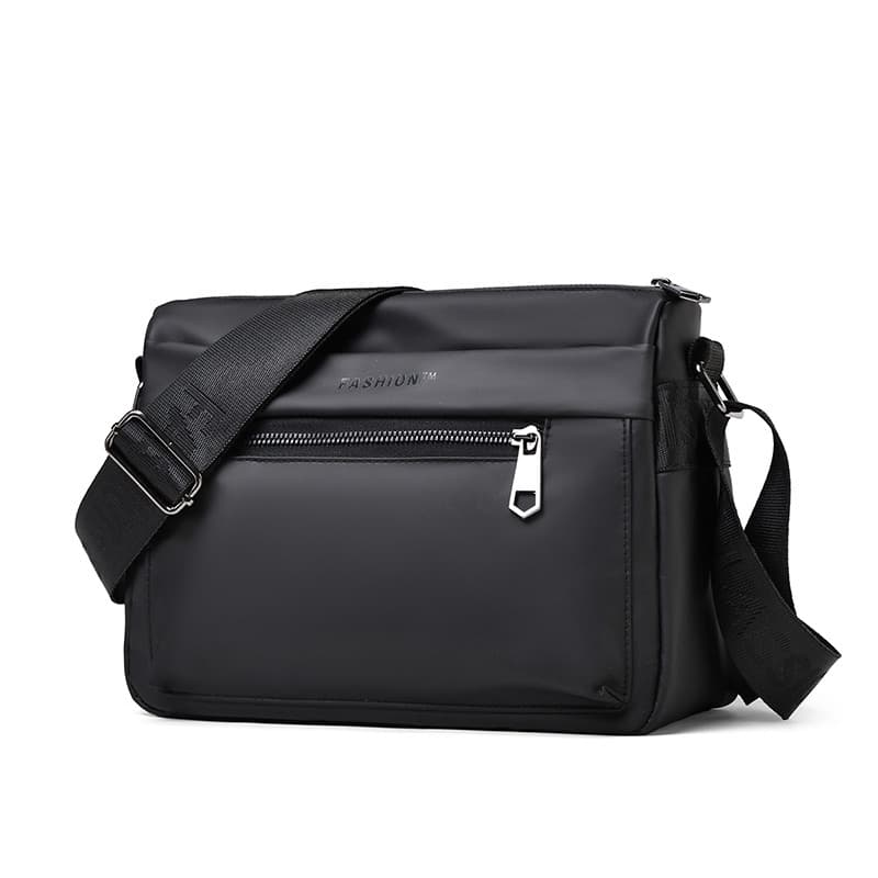 Bolsa mensageiro masculina Casual estilo simples, bolsa de ombro à prova d'água para negócios, leve, multicamadas, preta