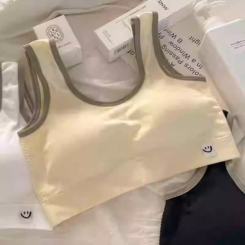 Roupa interior feminina sem fio Anti-flacidez integrado fixo esportes bela volta menina colete estudante sutiã 2024 outo