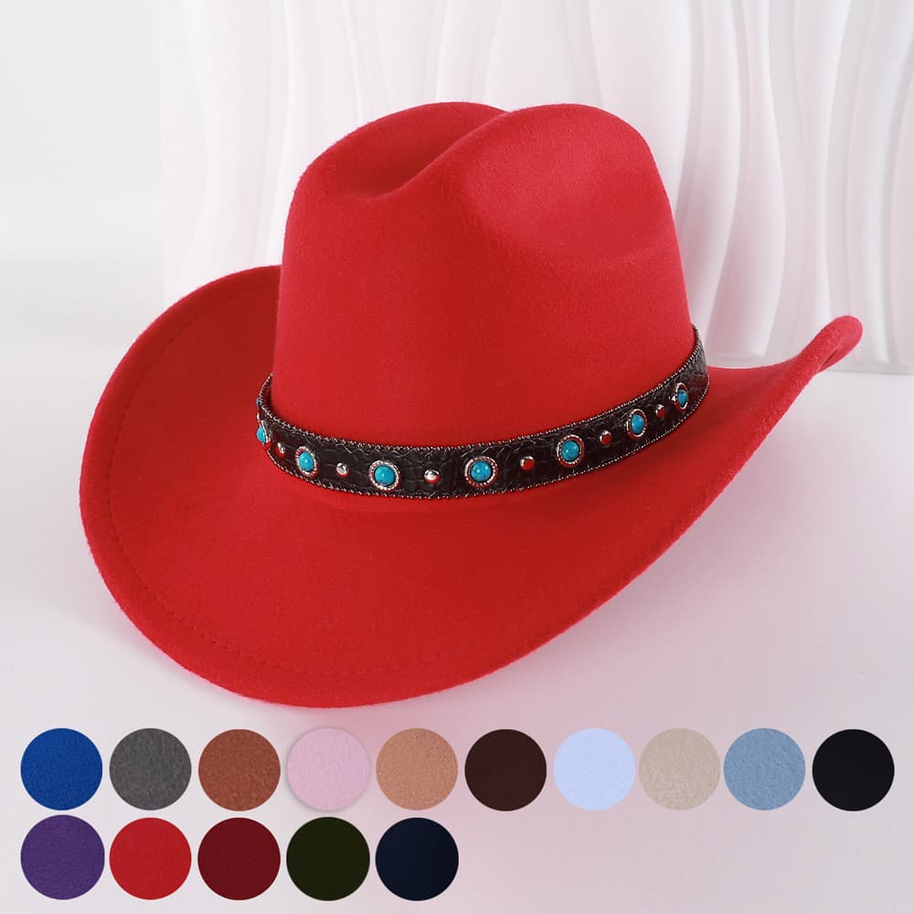 Chapéu cinto incrustado turquesa chapéu moda Wear acessórios de roupas chapéu cartola