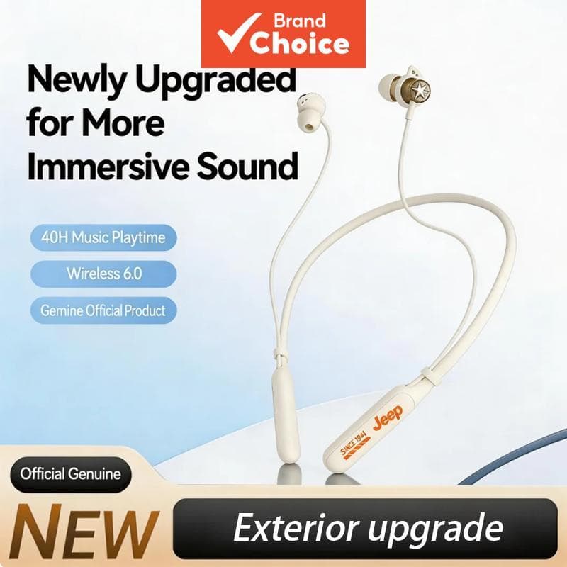 Fones de Ouvido JEEP EW135, modelo TWS com faixa de pescoço, até 40 horas de reprodução, intra-auriculares, microfone,