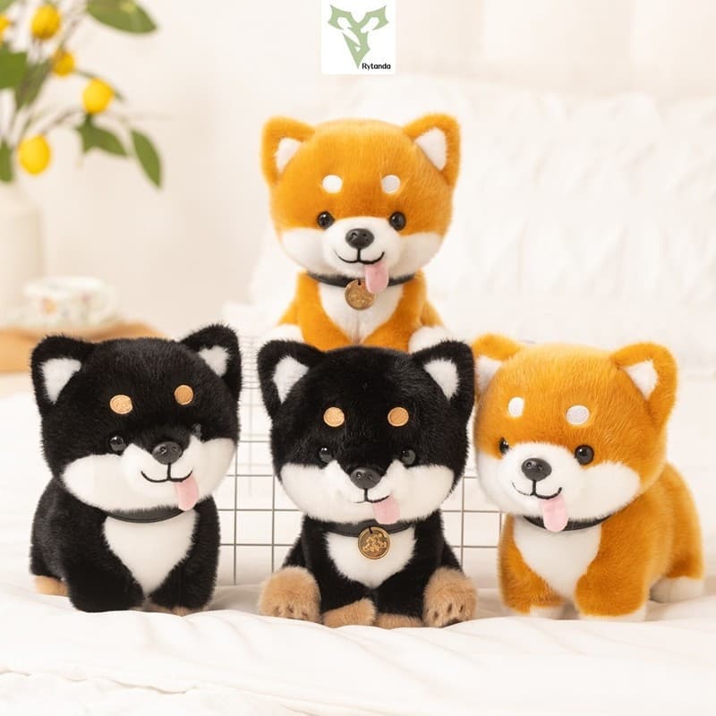Rytanda Chai Dog Boneca De Pelúcia Simulação Fofa Travesseiro De Cachorro Animal Macio Para Crianças Namorada Decoração