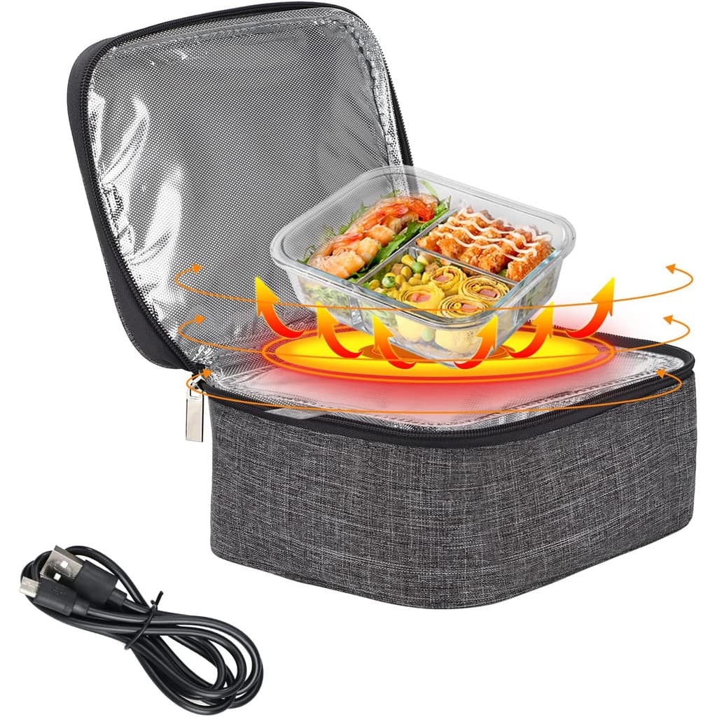 Lancheira com aquecimento USB, saco de aquecimento termostático para carro, lancheira portátil, aquecimento elétrico, ca