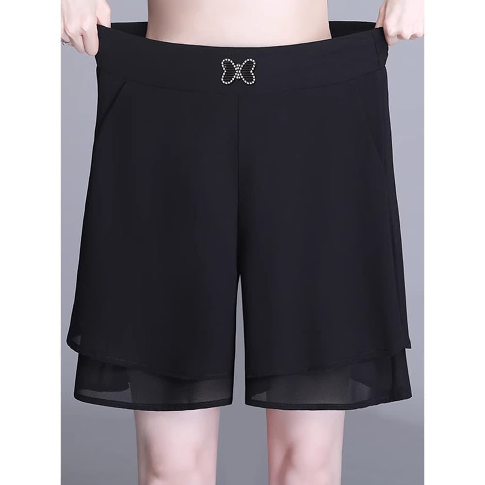 Shorts de Chiffon feminino 2026 verão novo estilo cintura alta estilo fino cinco pontos a linha Culottes solto Casual pe