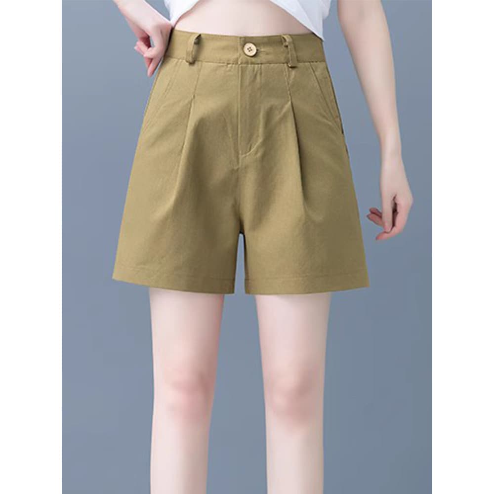 Shorts casuais femininos 2026 verão novo estilo cintura alta reta solta estilo fino a linha terno de cinco pontos calças