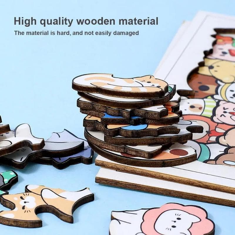50 Pçs Animais Gatos Cães Quebra-Cabeça De Madeira Jigsaw Sangleg Brinquedos Construção Blos Para Crianças Meninos Menin