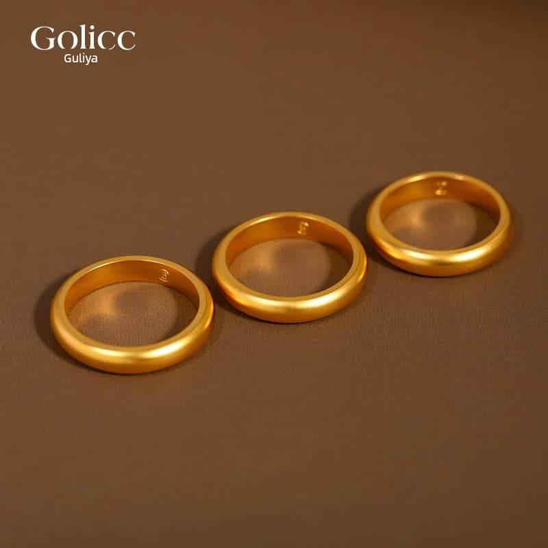 anel kit anel Método antigo areia ouro simples círculo anel feminino luz luxo High-End cauda anel 2026 novo estilo de ve