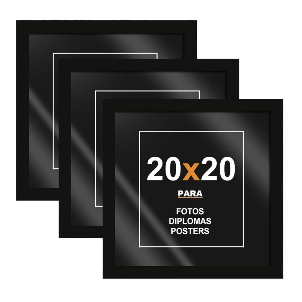 Kit 3 Quadros Parede 20x20 Com Vidro Ou Acetato