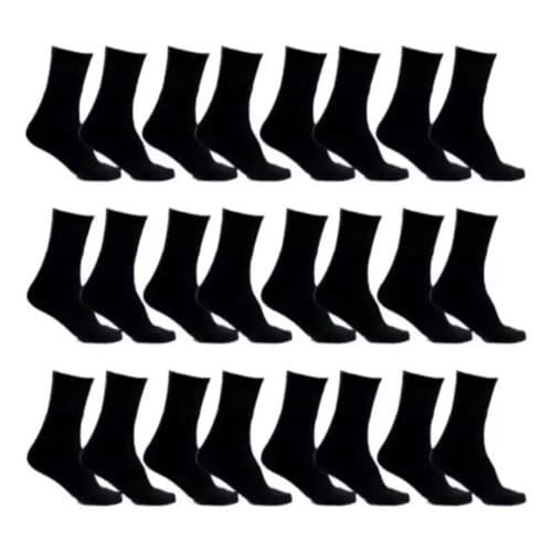 Kit 12 Pares De Meias Social Masculina Cano Alto Preto Preto Liso Un-38 Ao 42