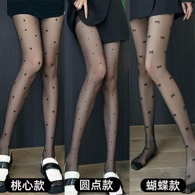 Amor meias brancas femininas primavera verão fino doce arco branco meia-calça Lolita bolinhas jk seda preta