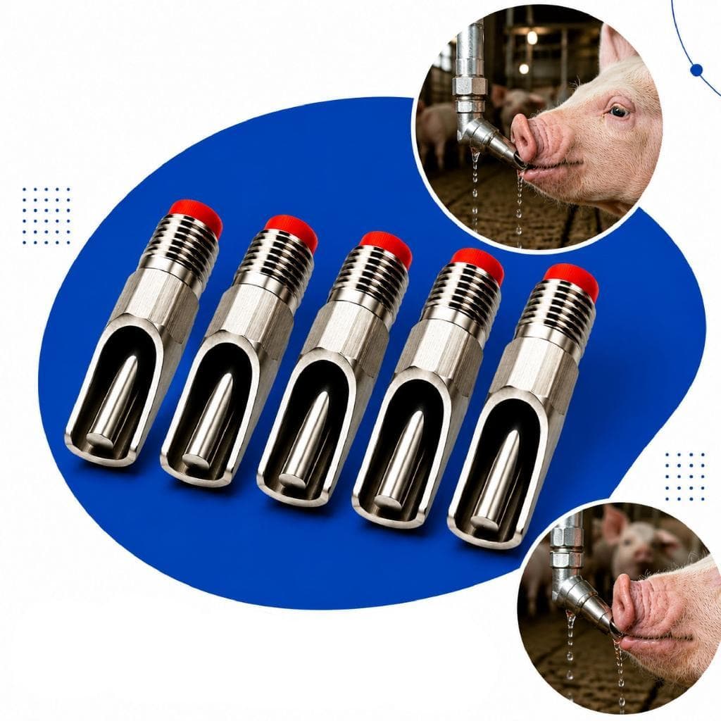 Kit 5 Bebedouro Automático Para Porcos Inox Chupeta Bico Aço Inoxidável