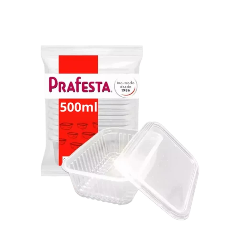 Kit 12 Potes Retangular 500ML - Prafesta