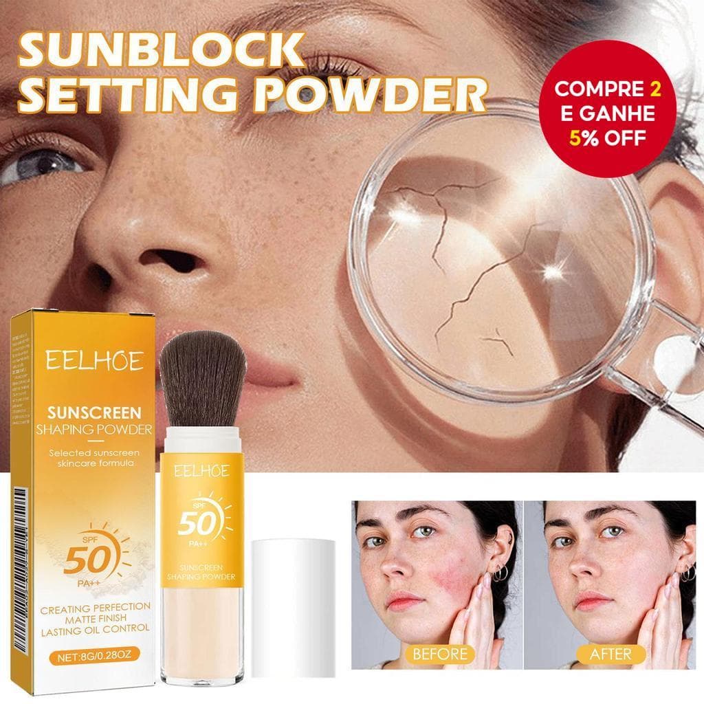 Pó Solar Protetor Solar Fps 50 À Prova D'água Controle De Oleosidade Camuflagem De Poros Maquiagem Iluminadora