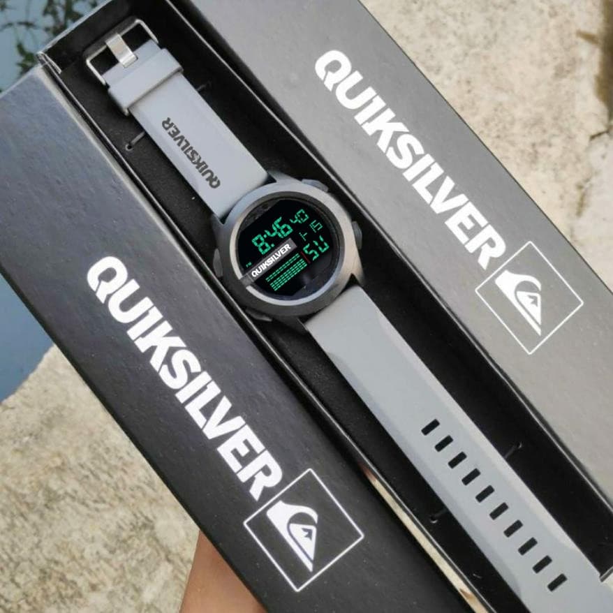 Relógio digital esportivo à prova d'água Quicksilver original, unissex, resistência à água de 50 metros, pulseira de bor
