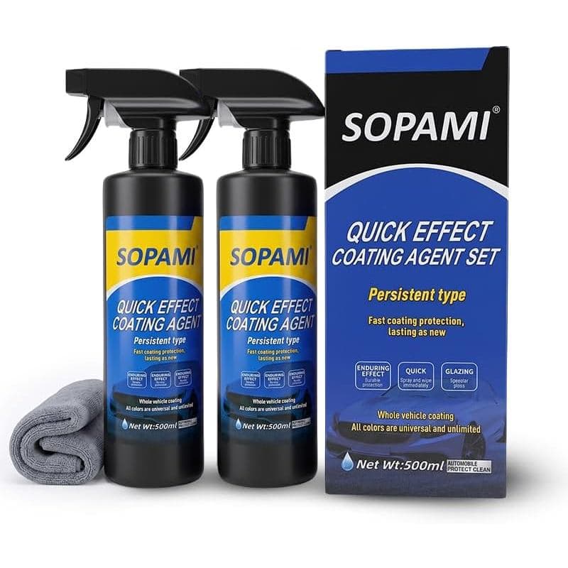 Spray de Revestimento Automotivo Sopami, Agente de Revestimento de Efeito Rápido, Spray de Cera Polidora para Arranhões