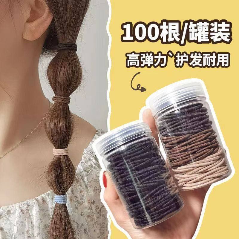 Fio de algodão elástico 100 latas alta elasticidade negrito não-estrangulamento corda de cabelo feminino gravata cabelo