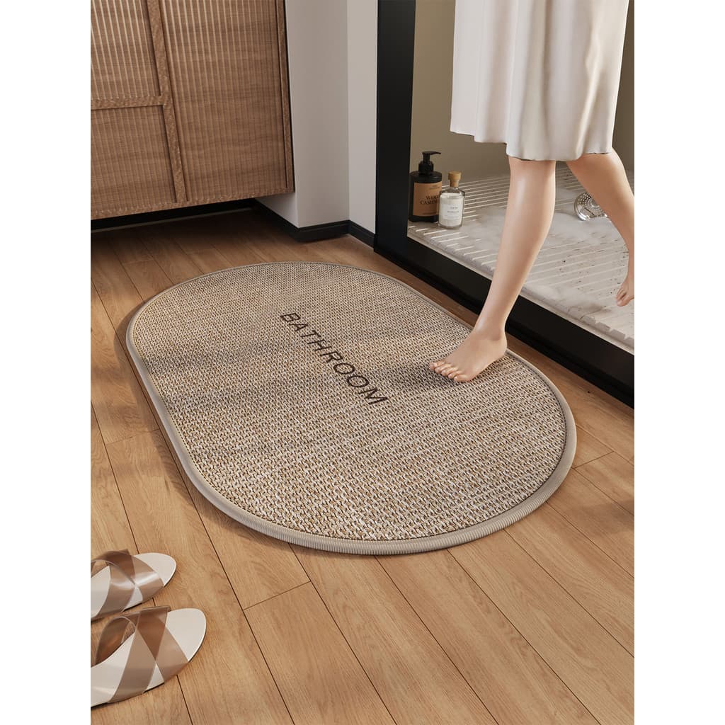 High-End imitação de linho tecido tapete do banheiro absorver água de secagem rápida toalete Anti-deslizamento pé tapete