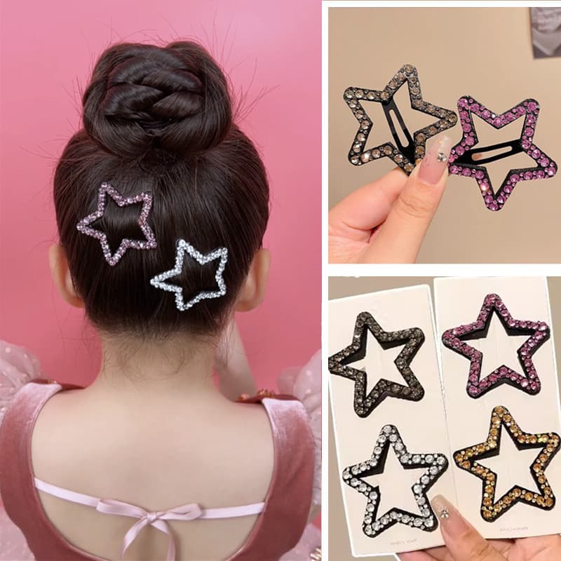 Grampo de cabelo quebrado estrela grampo de cabelo feminino cabeça traseira testa franja clipe lateral elegante estrela