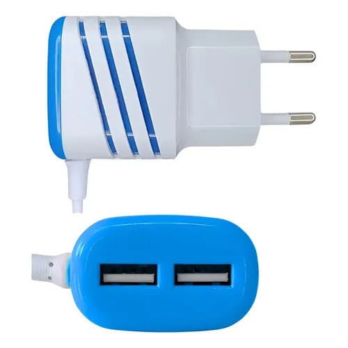 Carregador Turbo V8 2 Usb Cabo Fixo Carregamento Rápido