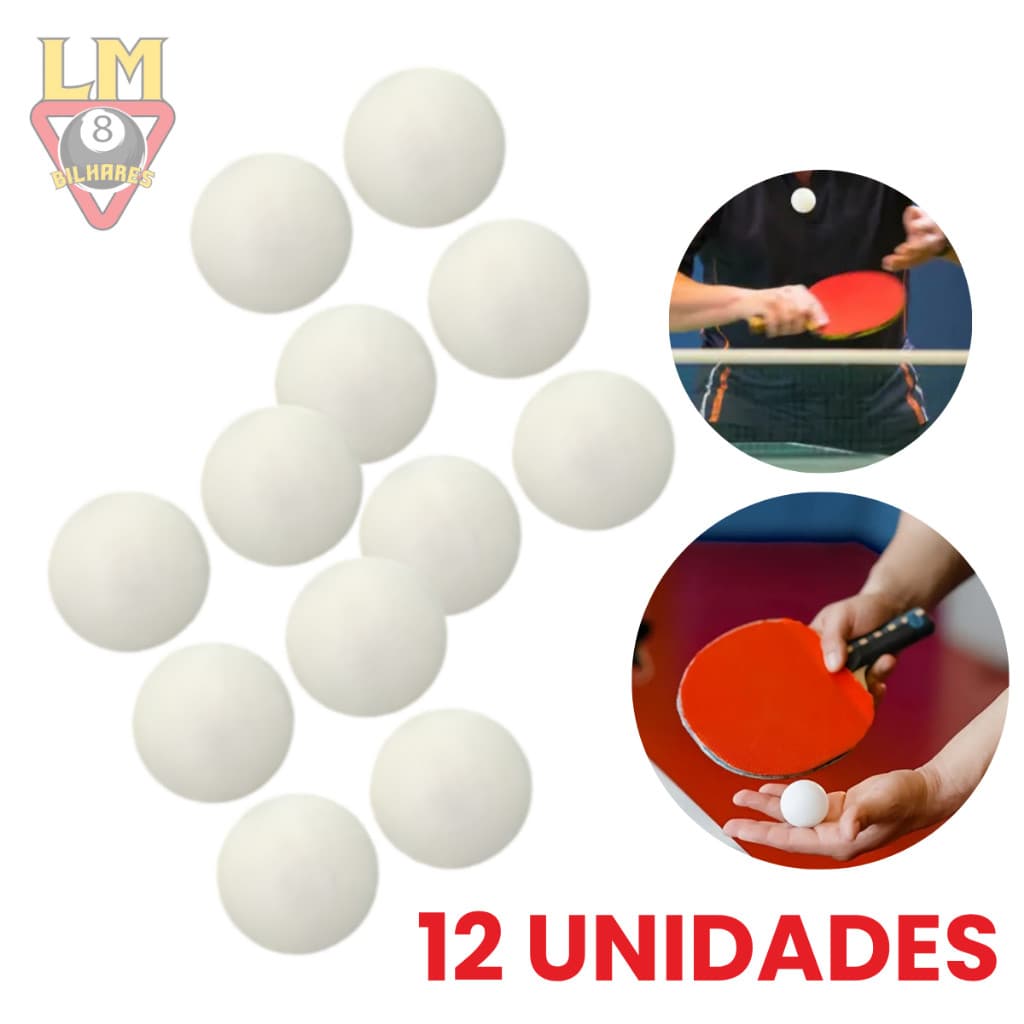 KIT 12 BOLINHA PING PONG MESA RESISTENTE BRANCA