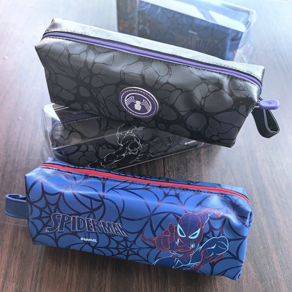 Spiderman lápis caso estudante pequeno quadrado saco veneno Anime caixa de papelaria lavável resistente à sujeira duráve