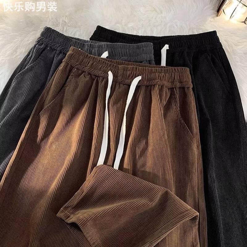 Americano Retro marrom veludo calças casuais dos homens solto primavera outono novo estilo calças retas dos homens Stree