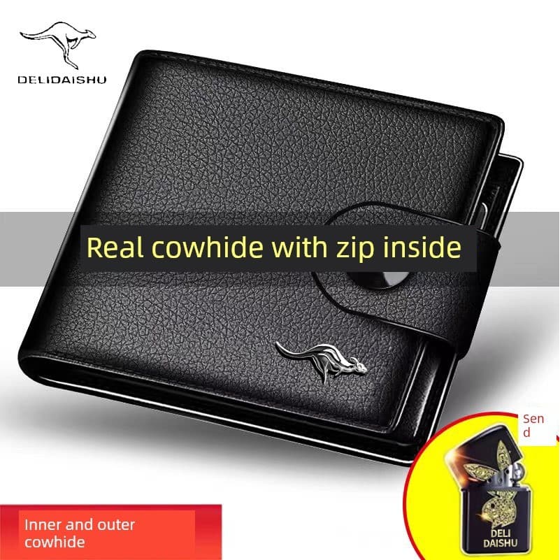 carteira masculina carteira masculina com ziper Carteira masculina de carteira de motorista de estudante com fivela magn
