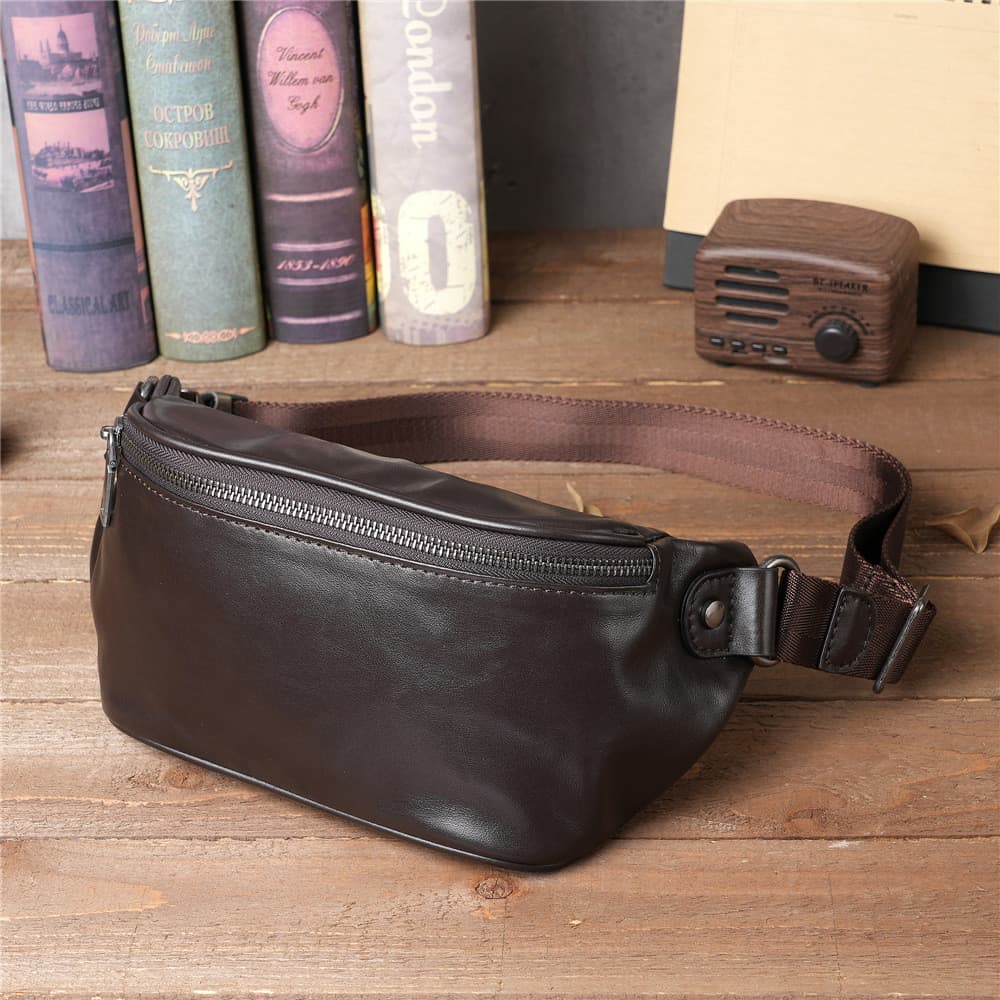 Original couro genuíno masculino simples saco de peito Casual ciclismo ombro pequeno saco High-End macio couro mensageir