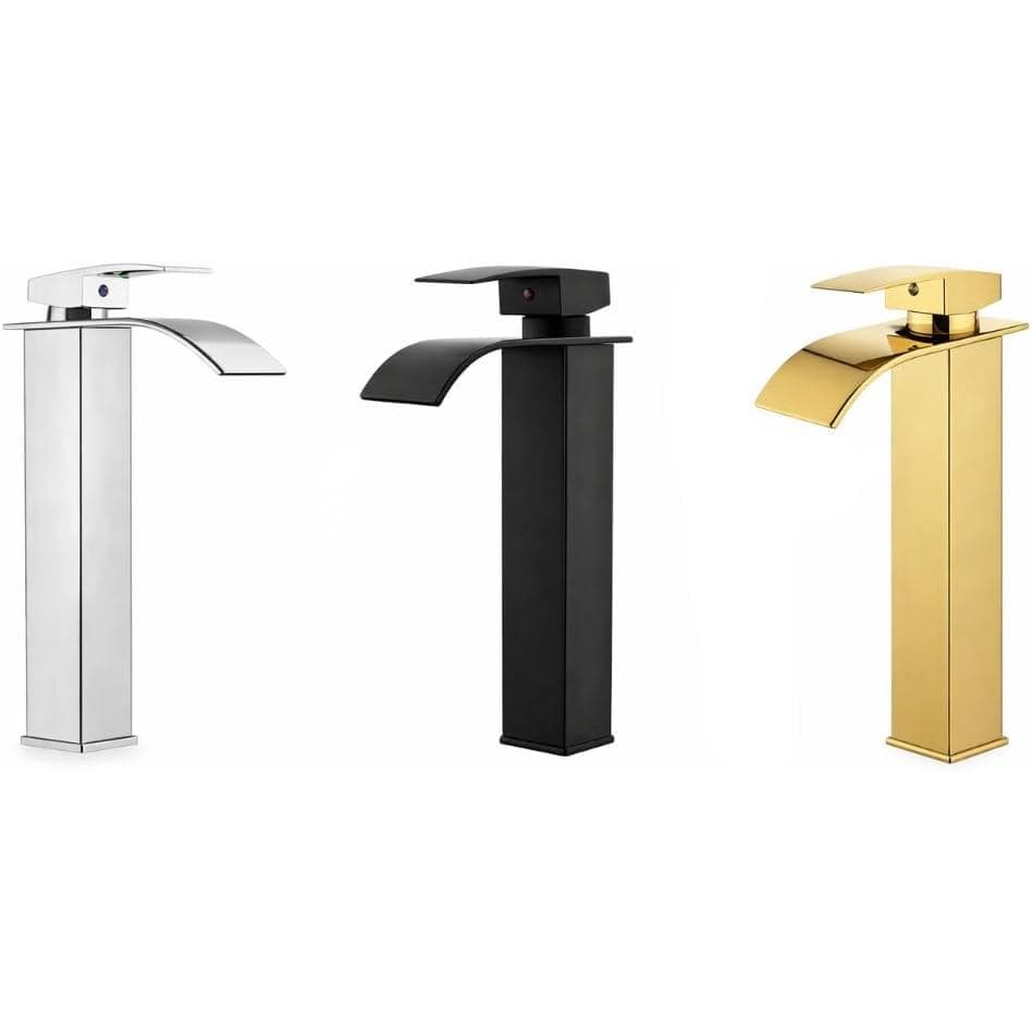 Torneira Monocomando Cascata Bica Alta para Cuba de Apoio, Misturador Premium, 27 cm (Prata)