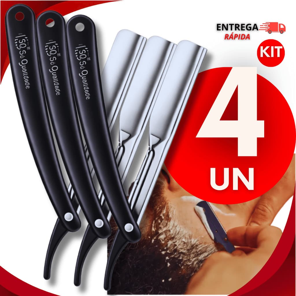 Kit Navalhete Navalhas Profissional Para Barbeiros Aço Inox  Acabamento Barba Cabelo Praticidades