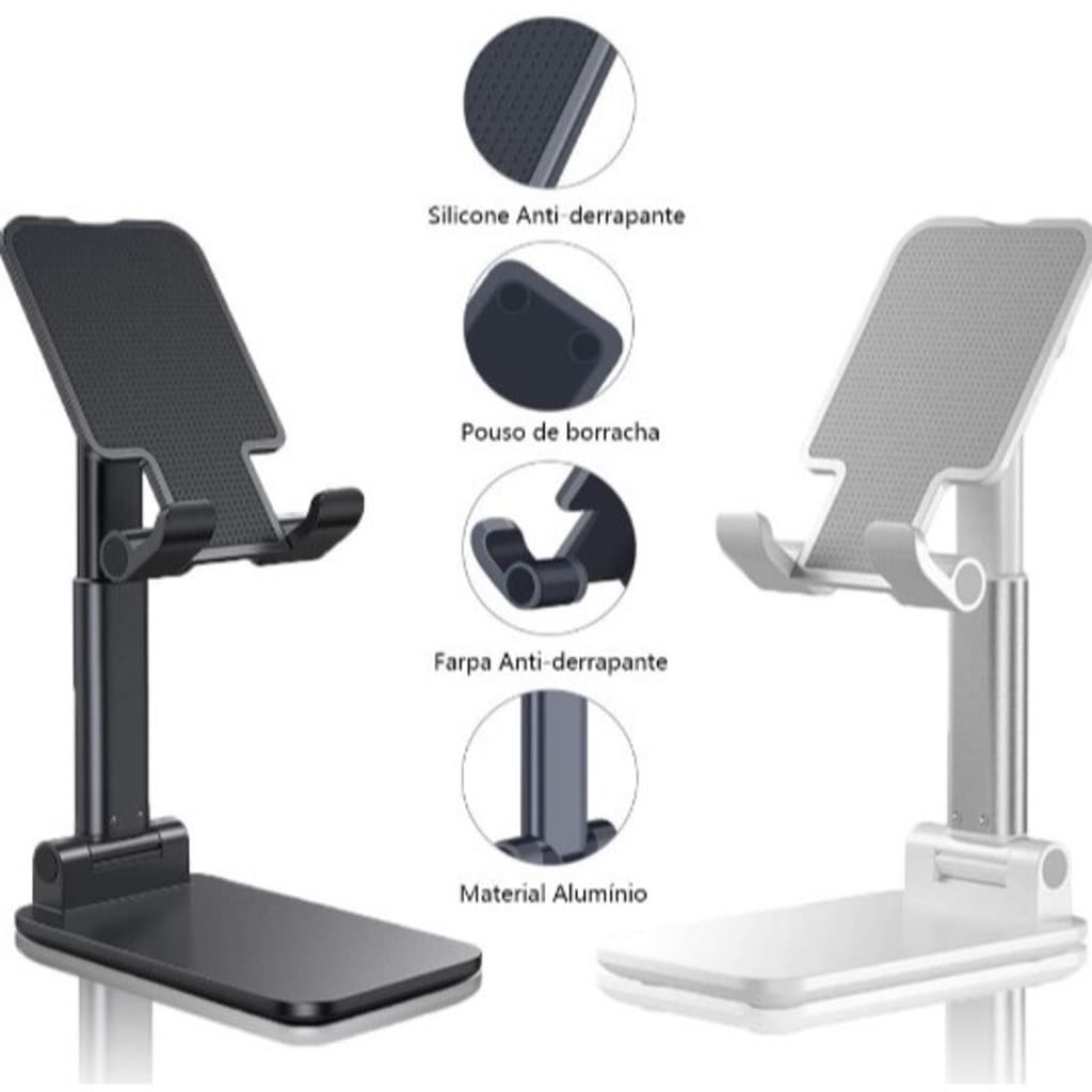 Suporte Para Celular E Tablet Dobrável Portátil Ajustável De Mesa