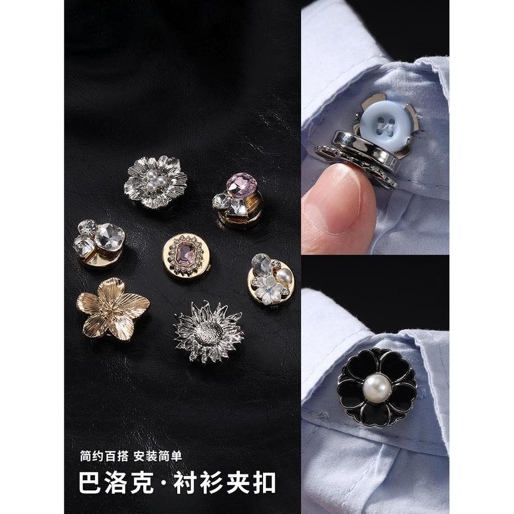 Abotoaduras femininas luz francesa camisa de luxo botões fixos estilo barroco requintado botões sem costura abotoaduras