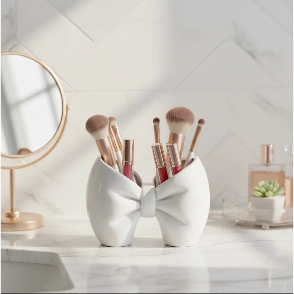 Suporte Laço Porta Pincéis e Canetas Decorativo Branco