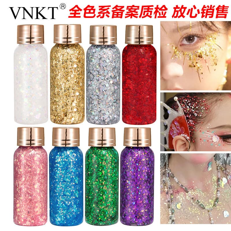 Líquido brilhante grande lantejoulas palco maquiagem desempenho cabelo Facial sem cola Gel Glitter sombra maquiagem