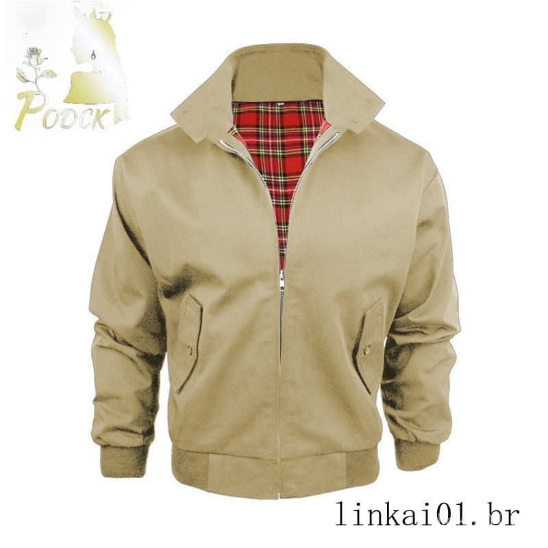 Novo outono Harrington Retro britânico bombardeiro jaqueta clássico tamanho grande solto BF masculino casal jaqueta