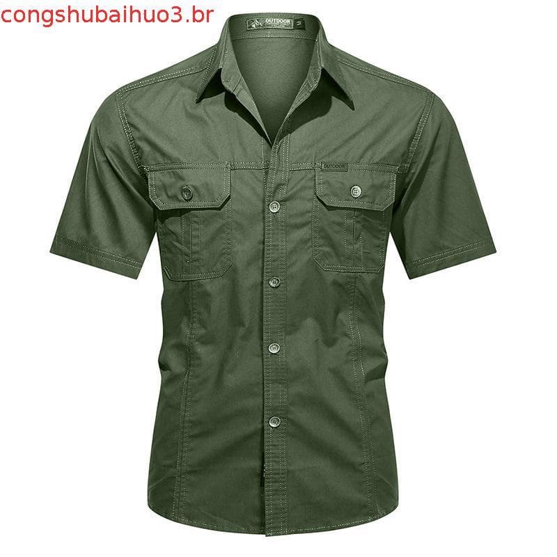 Csa Cargo Masculina 100% Algodão Primavera-Outono 2026, Manga Longa, Casual, com Bolso, Roupas Militares para Ativida