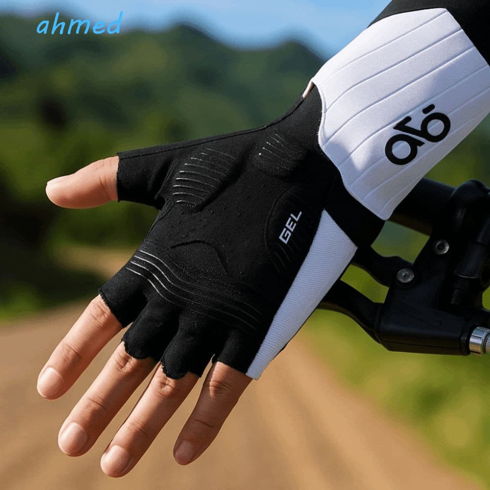 AHMED 1 Par De Luvas De Ciclismo , Fitness Antiderrapantes Respiráveis , Com Faixa De Pulso Meio Dedo