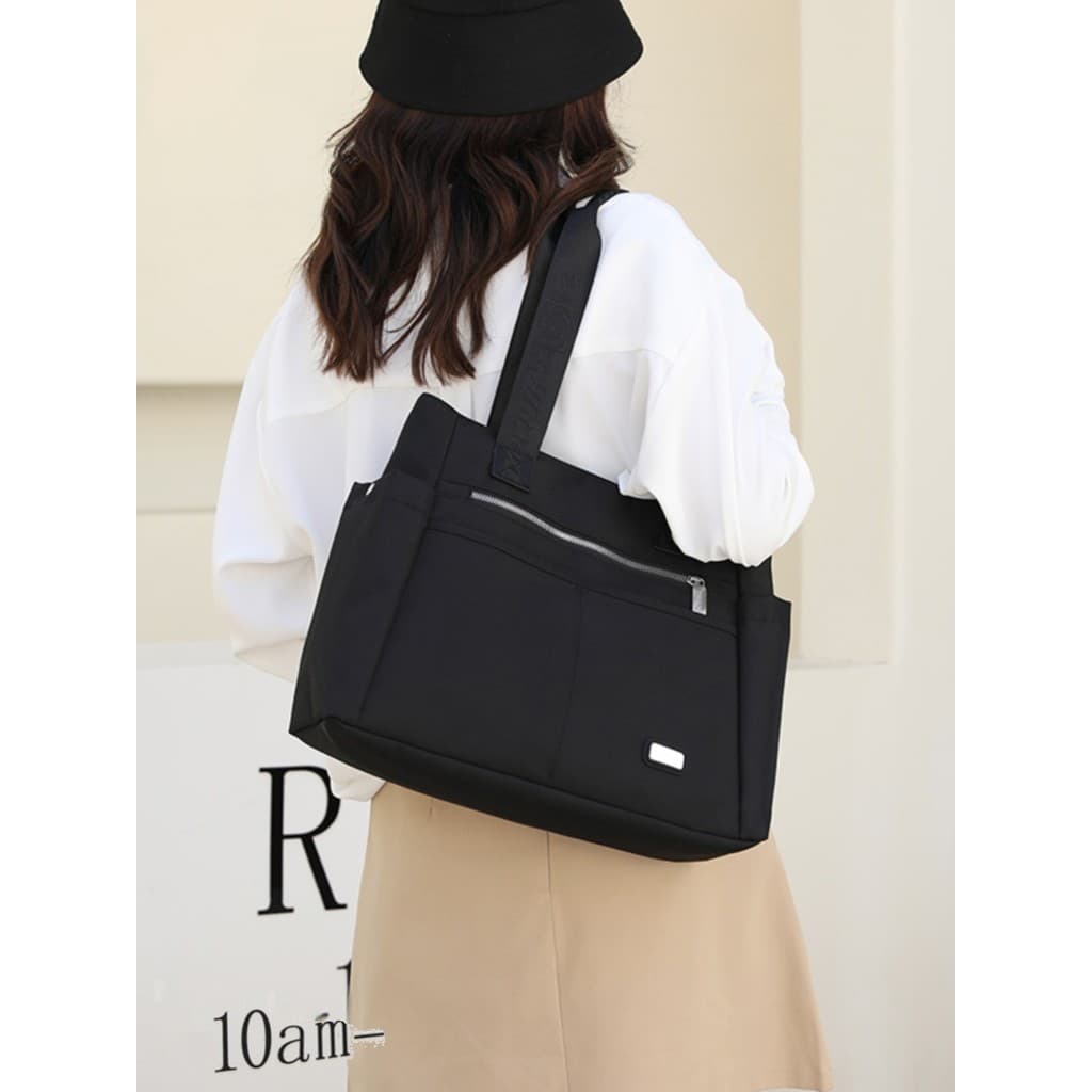 Grande capacidade saco feminino 2025 novo estilo bolsa de ombro portátil sacola lona Commuter Oxford pano classe trabalh