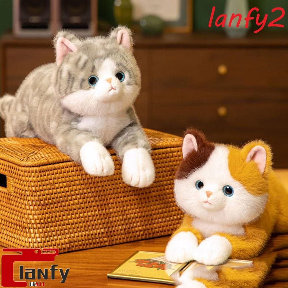 LANFY Gatinho Brinquedos De Pelúcia , Fofinho Deitado Propenso Boneca De Gato Realista , Textura Macia Bonito Adorável S