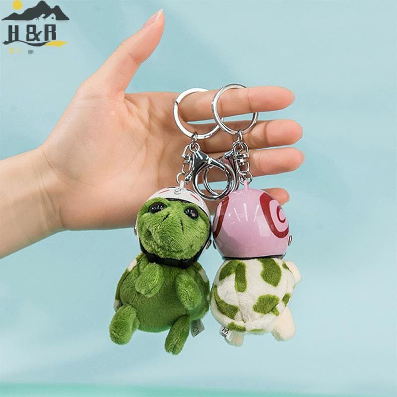 [H & B Out] Kawaii Capacete Tartaruga Marinha Chaveiro Animal Bonito De Pelúcia Encantos Para Celular Bolsa De Carro Pin