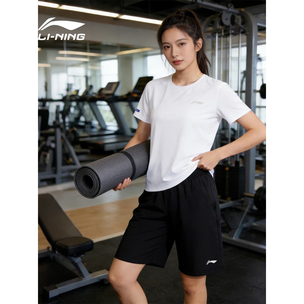 Li Ning terno esportivo masculino de seda gelo roupas de secagem rápida Casual camiseta de manga curta verão correndo ao