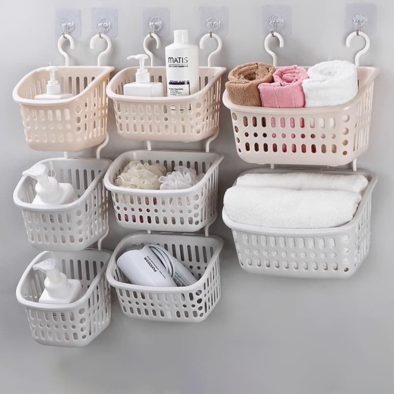Cesta de armazenamento suspensa para banheiro, cesta suspensa de plástico para banheiro, cesta de armazenamento para pen
